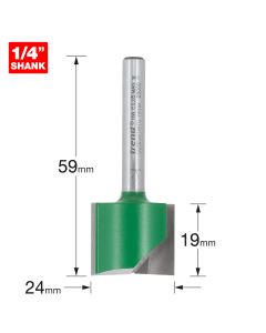 C032CX1/4TC - Trend CraftPro 1/4in Shank Two Flute Straight Router Cutter Bit 24mm dia x 19mm cut depth