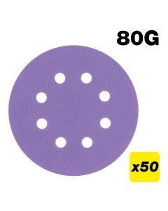 AB/125/80Z/B - 125mm 80G Random Orbital Sanding Disc, 50 Pack