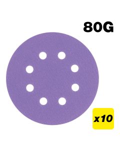 AB/125/80Z - 125mm 80G Random Orbital Sanding Disc, 10 Pack