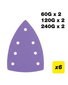 AB/DET1/M6 - 100 x 150mm 7-Hole 60G/120G/240G Detail Sanding Pad, 6 Pack