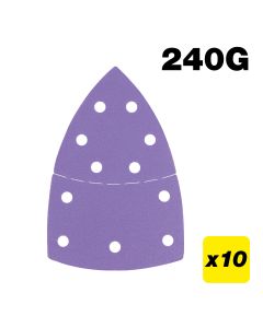 AB/DET/240A - 100 x 150mm 11-Hole 240G Detail Sanding Pad, 10 Pack