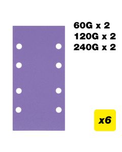 AB/THD/M6 - 93 x 185mm 60G/120G/240G Third Sheet Sanding Pad, 6 Pack