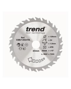 CSB/13624TA - Trend Wood Cordless Circular Saw Blade 136mm x 20mm x 24T