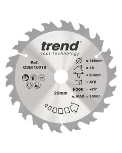 CSB/16018 - Trend Wood Circular Saw Blade 160mm x 20mm x 18T