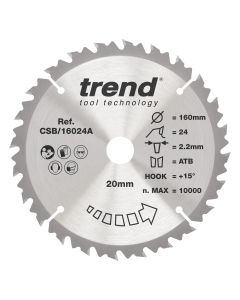 CSB/16024A - Trend Wood Circular Saw Blade 160mm x 20mm x 24T