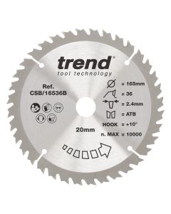 CSB/16536B - Trend Wood Circular Saw Blade 165mm x 20mm x 36T