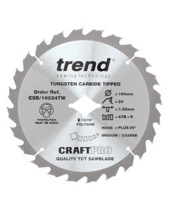 CSB/19024TW - Craft sawblade 190mm x 24 teeth x 5/8 thin Wormdrive