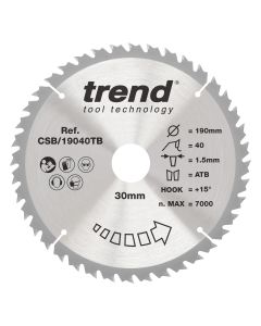 CSB/19040TB - Trend Wood Cordless Circular Saw Blade 190mm x 30mm x 40T