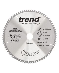 CSB/26080 - Trend Wood Circular Saw Blade 260mm x 30mm x 80T