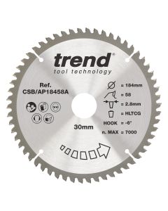 CSB/AP18458A - Trend Aluminium/Plastic Circular Saw Blade 184mm x 30mm x 58T