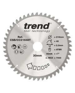 CSB/CC21648T - Trend Wood Cordless ATBR Mitre Saw Blade 216mm x 30mm x 48T