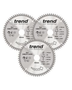 CSB/PT190/3PK - Trend Laminate / HPL Circular Saw Blade 190mm x 30mm x 60T, 3 Pack