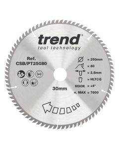 CSB/PT25080 - Trend Laminate/HPL Circular Saw Blade 250mm x 30mm x 80T