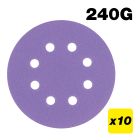 AB/125/240A - 125mm 240G Random Orbital Sanding Disc, 10 Pack